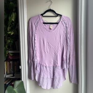 We The Free Purple Ribbed Long Sleeve Top